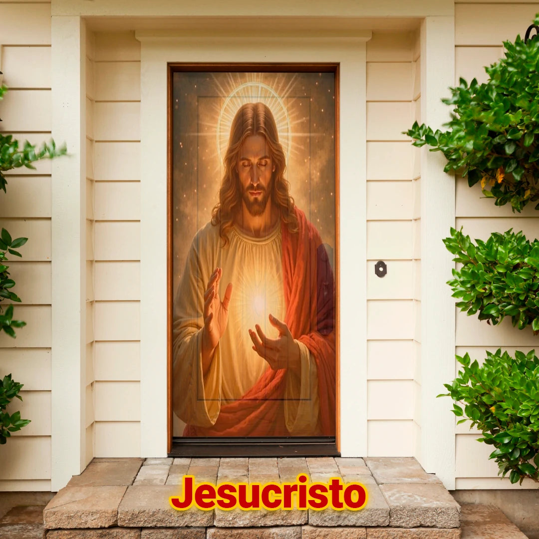 Cubrepuertas Navideña JingleDoor 90x210cm – Tela Reutilizable y Resistente a la Lluvia