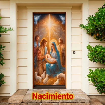 Cubrepuertas Navideña JingleDoor 90x210cm – Tela Reutilizable y Resistente a la Lluvia