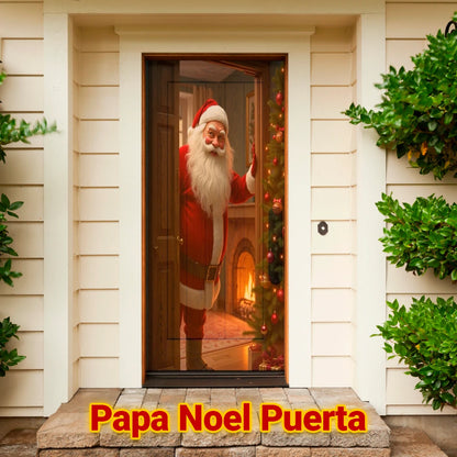 Cubrepuertas Navideña JingleDoor 90x210cm – Tela Reutilizable y Resistente a la Lluvia