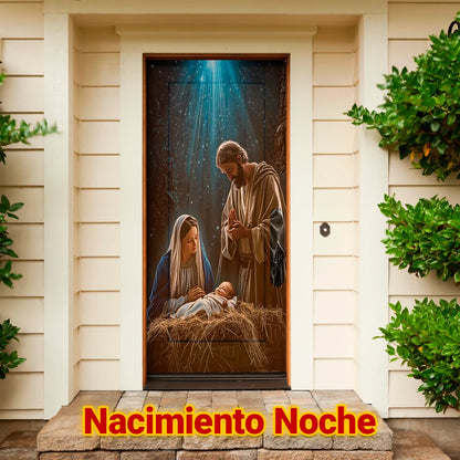 Cubrepuertas Navideña JingleDoor 90x210cm – Tela Reutilizable y Resistente a la Lluvia