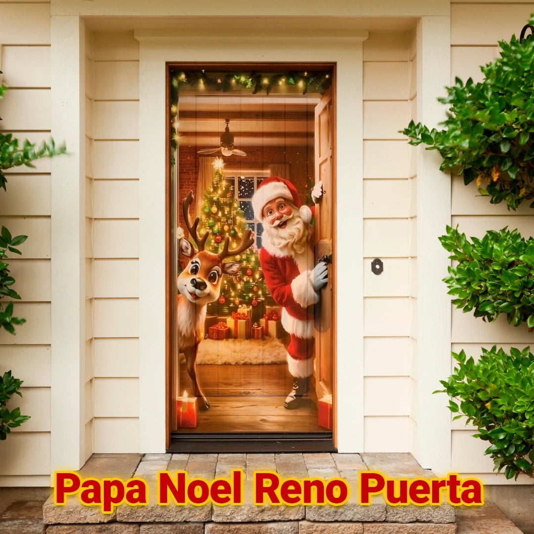 Cubrepuertas Navideña JingleDoor 90x210cm – Tela Reutilizable y Resistente a la Lluvia