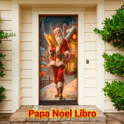 Cubrepuertas Navideña JingleDoor 90x210cm – Tela Reutilizable y Resistente a la Lluvia