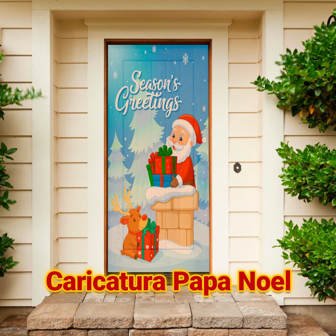 Cubrepuertas Navideña JingleDoor 90x210cm – Tela Reutilizable y Resistente a la Lluvia