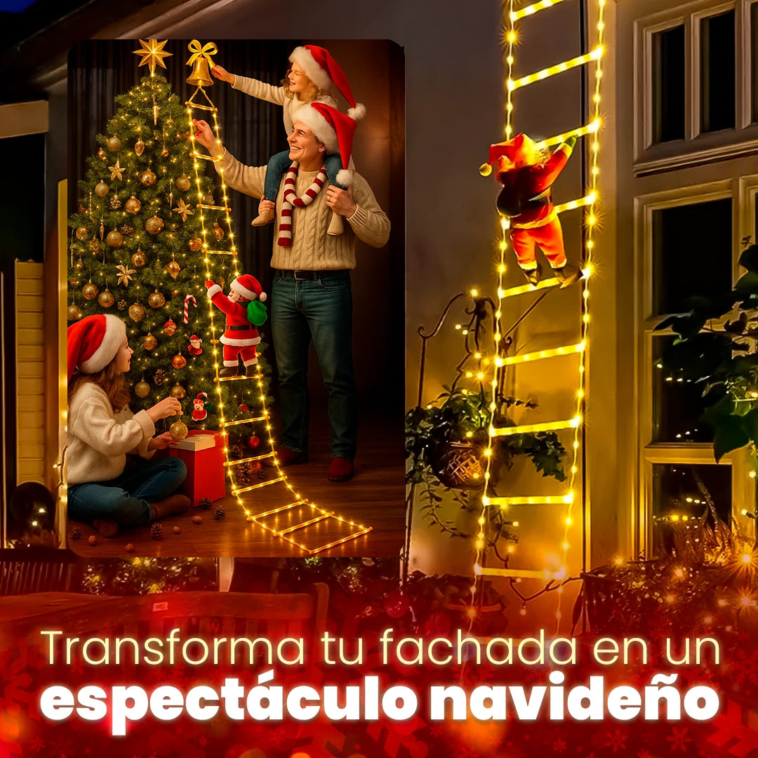 Escalera Navideña Iluminada de 2m con Papá Noel Escalando – MerryStep