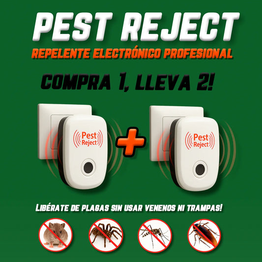 Repelente Ultrasónico Pest Reject 200m² – Seguro para Mascotas y Niños – COMPRA 1, LLEVA 2 [Sin Veneno, Silencioso]