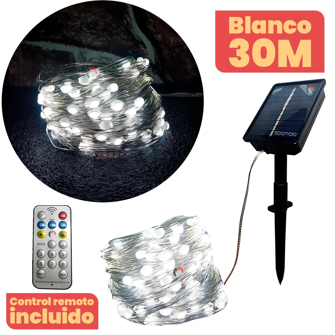 Guirnalda Solar Navideña SantaGlow – Flexible, Sin Cables, y con 8 Modos de Brillo