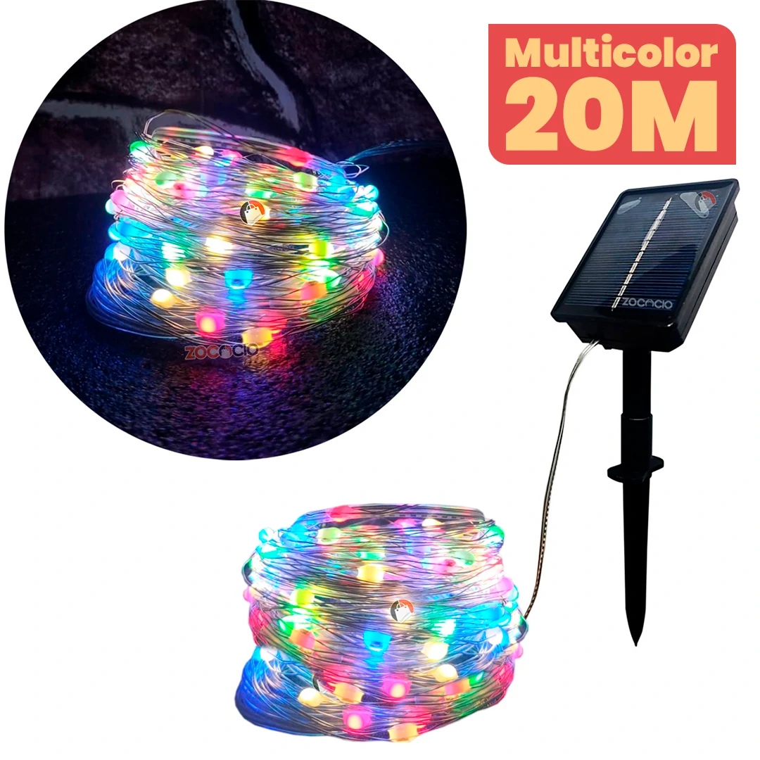 Guirnalda Solar Navideña SantaGlow – Flexible, Sin Cables, y con 8 Modos de Brillo