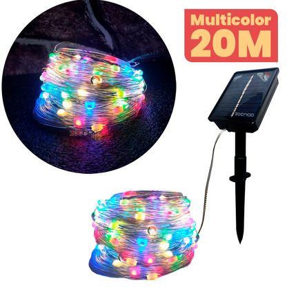 Guirnalda Solar Navideña SantaGlow – Flexible, Sin Cables, y con 8 Modos de Brillo